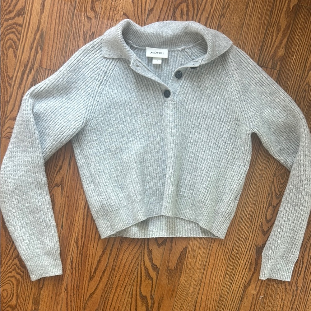 Monki Light Gray Ribbed Cowl Neck Sweater